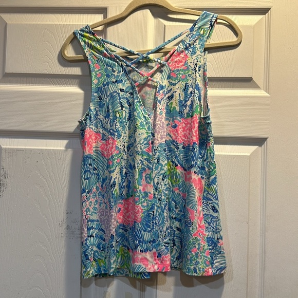 Lilly Pulitzer Kristen Strappy Swim Tank Top S Sink or Swim Coral - Picture 7 of 8
